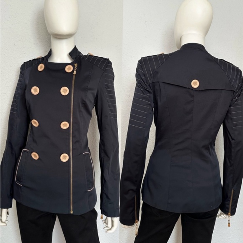 NWT WOMEN’S DOUBLE-BREASTED JACKET LINED STAND-UP COLLAR TRENCH‎ COAT IN NAVY